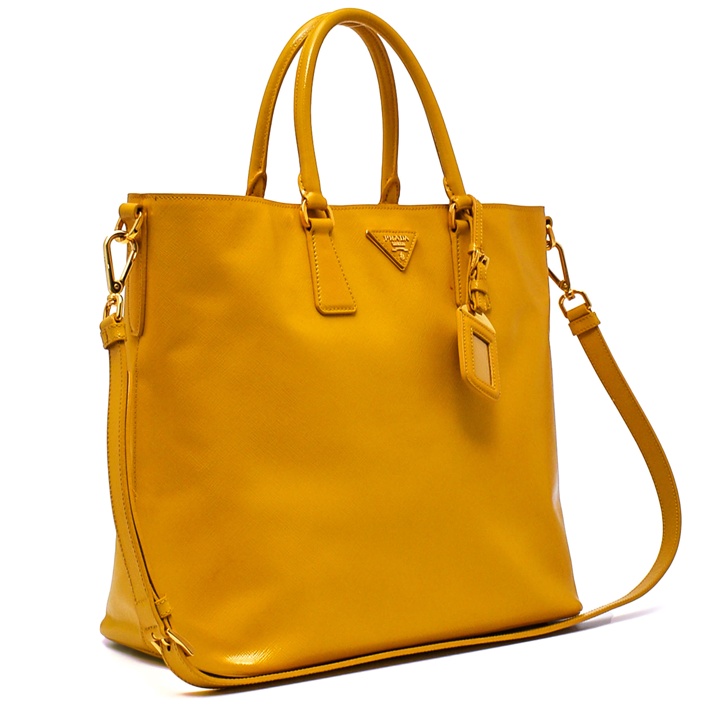 Prada - Mustard Vernice Saffiano Leather Vitello Daino Bag